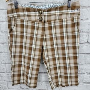 Buckle Fresh Wear Brown & Teal Plaid Bermuda Shorts Juniors 7 Deadstock NWT